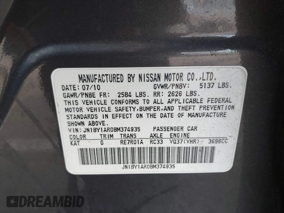 ✅ 2011 Infiniti M • VIN: JN1BY1AR0BM374935 • Lot: 44126435. Wystawiony na IAAI z przebiegiem 158 493 mil. Bezpłatny archiwum sprzedaży aukcyjnych z USA i szczegółowy raport historii pojazdu na DreamBid. Zdjęcie 9.