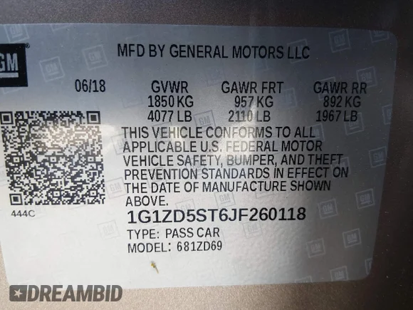 ✅ 2018 Chevrolet Malibu LT • VIN: 1G1ZD5ST6JF260118 • Lot: 45479351. Wystawiony na IAAI z przebiegiem 159 854 mil. Bezpłatny archiwum sprzedaży aukcyjnych z USA i szczegółowy raport historii pojazdu na DreamBid. Zdjęcie 9.