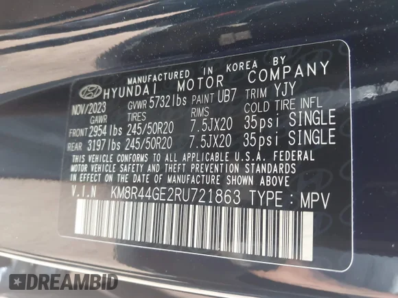 ✅ 2024 Hyundai Palisade SEL • VIN: KM8R44GE2RU721863 • Lot: 43757910. Wystawiony na IAAI z przebiegiem 29 013 mil. Bezpłatny archiwum sprzedaży aukcyjnych z USA i szczegółowy raport historii pojazdu na DreamBid. Zdjęcie 9.