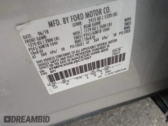 ✅ 2018 Ford Edge SE • VIN: 2FMPK3G98JBC37507 • Lot: 45158410. Wystawiony na IAAI z przebiegiem 73 728 mil. Bezpłatny archiwum sprzedaży aukcyjnych z USA i szczegółowy raport historii pojazdu na DreamBid. Zdjęcie 9.