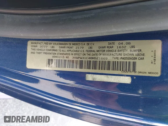 ✅ 2008 Volkswagen Beetle S • VIN: 3VWPW31C48M521669 • Лот: 42211753. Опубліковано раніше на IAAI з пробігом 106 001 миль. Безкоштовний доступ до архіву аукціонних продажів зі США та докладний звіт про історію автомобіля на DreamBid. Зображення 9.