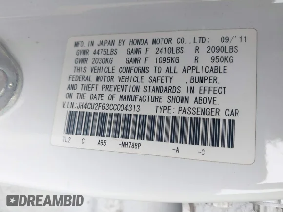 ✅ 2012 Acura TSX Technology • VIN: JH4CU2F63CC004313 • Лот: 41839244. Опубликован ранее на IAAI с пробегом 108 479 миль. Бесплатный доступ к архиву аукционных продаж из США и подробный отчёт об истории автомобиля на DreamBid. Изображение 9.