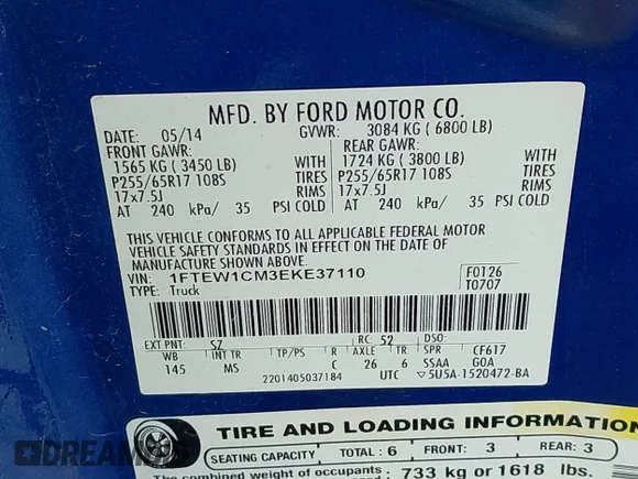 ✅ 2014 Ford F-150 XLT • VIN: 1FTEW1CM3EKE37110 • Lot: 44908925. Wystawiony na IAAI z przebiegiem 166 793 mil. Bezpłatny archiwum sprzedaży aukcyjnych z USA i szczegółowy raport historii pojazdu na DreamBid. Zdjęcie 9.