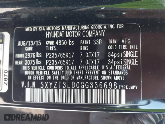 ✅ 2016 Hyundai Santa Fe • VIN: 5XYZT3LB0GG336698 • Lot: 44628114. Wystawiony na IAAI z przebiegiem 237 123 mil. Bezpłatny archiwum sprzedaży aukcyjnych z USA i szczegółowy raport historii pojazdu na DreamBid. Zdjęcie 9.