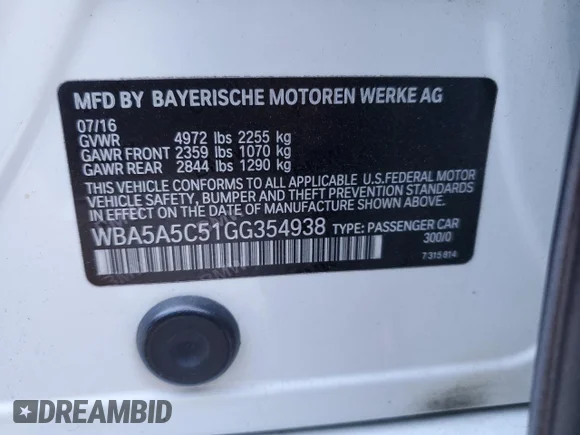 ✅ 2016 BMW 5 Series 528i • VIN: WBA5A5C51GG354938 • Лот: 40663583. Опубліковано раніше на Copart з пробігом 71 648 миль. Безкоштовний доступ до архіву аукціонних продажів зі США та докладний звіт про історію автомобіля на DreamBid. Зображення 12.