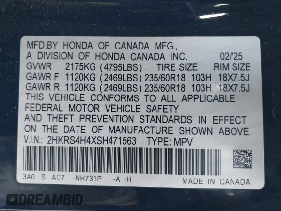 ✅ 2025 Honda CR-V EX • VIN: 2HKRS4H4XSH471563 • Lot: 44487156. Wystawiony na IAAI z przebiegiem 32 240 mil. Bezpłatny archiwum sprzedaży aukcyjnych z USA i szczegółowy raport historii pojazdu na DreamBid. Zdjęcie 9.