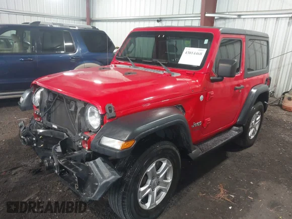 ✅ 2019 Jeep Wrangler Sport S • VIN: 1C4GJXAG9KW564116 • Lot: 43014468. Wystawiony na IAAI z przebiegiem 79 165 mil. Bezpłatny archiwum sprzedaży aukcyjnych z USA i szczegółowy raport historii pojazdu na DreamBid. Zdjęcie 2.