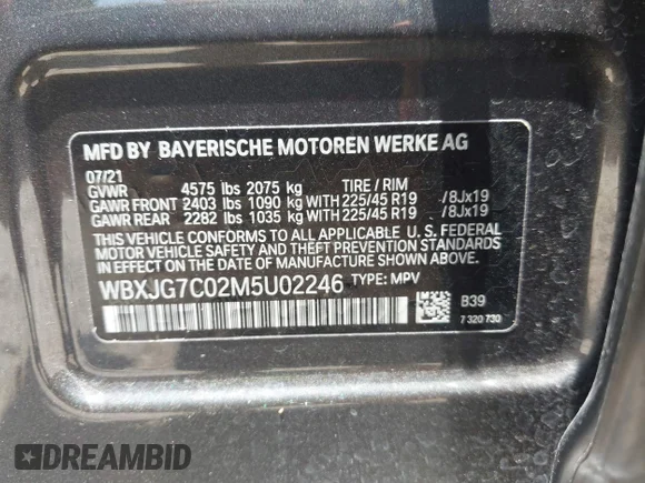 ✅ 2021 BMW X1 sDrive28i • VIN: WBXJG7C02M5U02246 • Lot: 40032539. Wystawiony na IAAI z przebiegiem 41 777 mil. Bezpłatny archiwum sprzedaży aukcyjnych z USA i szczegółowy raport historii pojazdu na DreamBid. Zdjęcie 9.