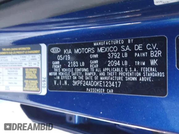 ✅ 2019 Kia Forte LXS • VIN: 3KPF24AD0KE123417 • Лот: 44283835. Опубліковано раніше на IAAI з пробігом 39 342 миль. Безкоштовний доступ до архіву аукціонних продажів зі США та докладний звіт про історію автомобіля на DreamBid. Зображення 9.