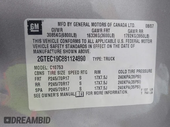 ✅ 2008 GMC Sierra 1500 Work Truck • VIN: 2GTEC19C881124890 • Лот: 44326319. Опубліковано раніше на IAAI з пробігом 111 347 миль. Безкоштовний доступ до архіву аукціонних продажів зі США та докладний звіт про історію автомобіля на DreamBid. Зображення 9.