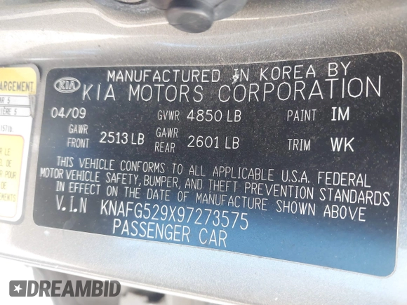 ✅ 2009 Kia Rondo LX • VIN: KNAFG529X97273575 • Лот: 43005523. Опубліковано раніше на IAAI з пробігом 160 253 миль. Безкоштовний доступ до архіву аукціонних продажів зі США та докладний звіт про історію автомобіля на DreamBid. Зображення 9.
