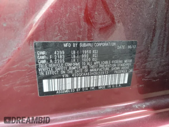 ✅ 2017 Subaru Impreza • VIN: 4S3GKAA63H3622913 • Lot: 79606634. Wystawiony na Copart z przebiegiem 20 443 mil. Bezpłatny archiwum sprzedaży aukcyjnych z USA i szczegółowy raport historii pojazdu na DreamBid. Zdjęcie 13.