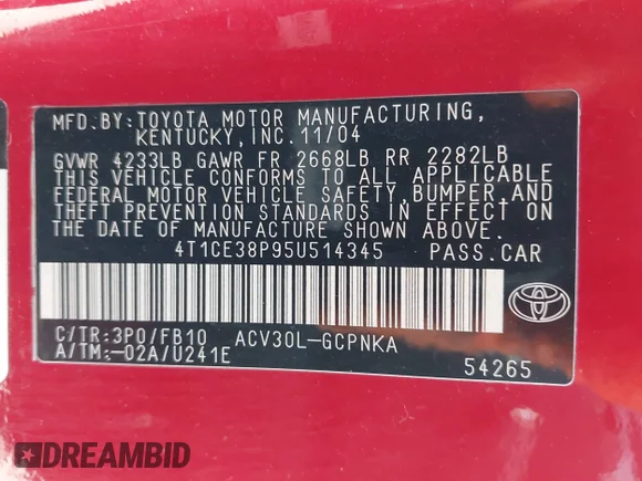 ✅ 2005 Toyota Solara SPT • VIN: 4T1CE38P95U514345 • Lot: 44623647. Wystawiony na IAAI z przebiegiem 232 092 mil. Bezpłatny archiwum sprzedaży aukcyjnych z USA i szczegółowy raport historii pojazdu na DreamBid. Zdjęcie 9.