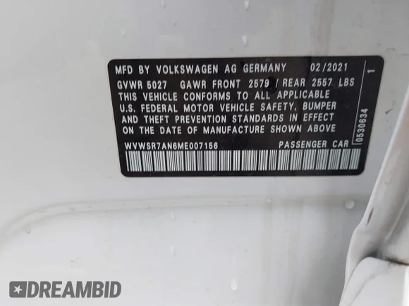 ✅ 2021 Volkswagen Arteon SEL R-Line • VIN: WVWSR7AN6ME007156 • Lot: 42254735. Wystawiony na IAAI z przebiegiem 32 004 mil. Bezpłatny archiwum sprzedaży aukcyjnych z USA i szczegółowy raport historii pojazdu na DreamBid. Zdjęcie 9.