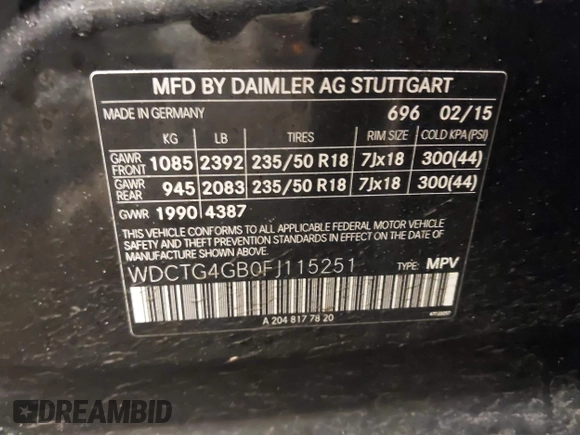 ✅ 2015 Mercedes-Benz GLA 250 • VIN: WDCTG4GB0FJ115251 • Lot: 43870603. Wystawiony na IAAI z przebiegiem 108 400 mil. Bezpłatny archiwum sprzedaży aukcyjnych z USA i szczegółowy raport historii pojazdu na DreamBid. Zdjęcie 9.
