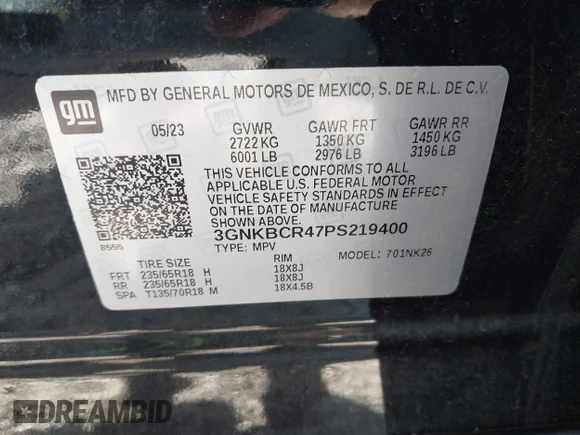 ✅ 2023 Chevrolet Blazer LT • VIN: 3GNKBCR47PS219400 • Лот: 44908254. Опубліковано раніше на IAAI з пробігом 23 133 миль. Безкоштовний доступ до архіву аукціонних продажів зі США та докладний звіт про історію автомобіля на DreamBid. Зображення 9.