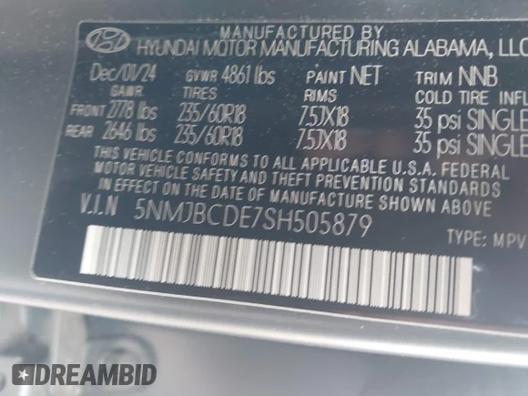 ✅ 2025 Hyundai Tucson SEL • VIN: 5NMJBCDE7SH505879 • Lot: 44067121. Wystawiony na IAAI z przebiegiem 11 730 mil. Bezpłatny archiwum sprzedaży aukcyjnych z USA i szczegółowy raport historii pojazdu na DreamBid. Zdjęcie 9.