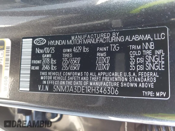 ✅ 2024 Hyundai Tucson SE • VIN: 5NMJA3DE1RH346306 • Lot: 44255308. Wystawiony na IAAI z przebiegiem 15 611 mil. Bezpłatny archiwum sprzedaży aukcyjnych z USA i szczegółowy raport historii pojazdu na DreamBid. Zdjęcie 9.