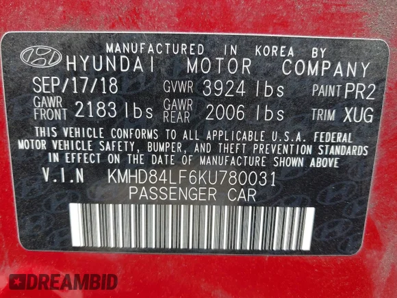 ✅ 2019 Hyundai Elantra SEL • VIN: KMHD84LF6KU780031 • Lot: 44910580. Wystawiony na IAAI z przebiegiem 80 654 mil. Bezpłatny archiwum sprzedaży aukcyjnych z USA i szczegółowy raport historii pojazdu na DreamBid. Zdjęcie 9.