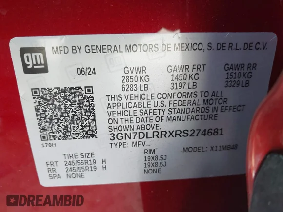 ✅ 2024 Chevrolet Equinox EV LT • VIN: 3GN7DLRRXRS274681 • Lot: 43963462. Wystawiony na IAAI z przebiegiem 7 716 mil. Bezpłatny archiwum sprzedaży aukcyjnych z USA i szczegółowy raport historii pojazdu na DreamBid. Zdjęcie 9.