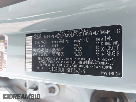 ✅ 2025 Hyundai Santa Cruz Limited • VIN: 5NTJEDDF1SH134728 • Lot: 43096606. Wystawiony na IAAI z przebiegiem 8 574 mil. Bezpłatny archiwum sprzedaży aukcyjnych z USA i szczegółowy raport historii pojazdu na DreamBid. Zdjęcie 9.