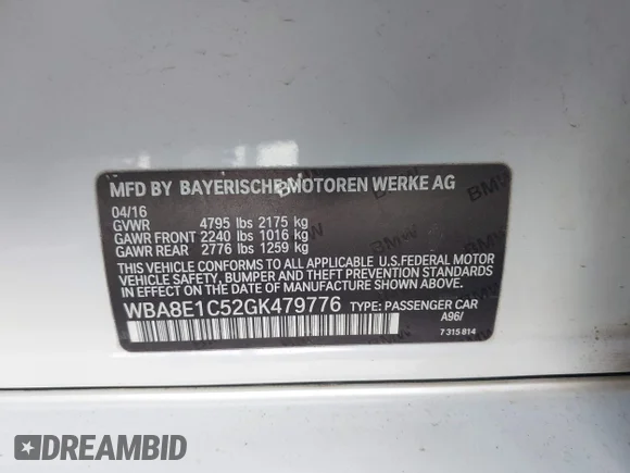 ✅ 2016 BMW 3 Series 330e • VIN: WBA8E1C52GK479776 • Lot: 44426315. Wystawiony na IAAI z przebiegiem 82 178 mil. Bezpłatny archiwum sprzedaży aukcyjnych z USA i szczegółowy raport historii pojazdu na DreamBid. Zdjęcie 9.