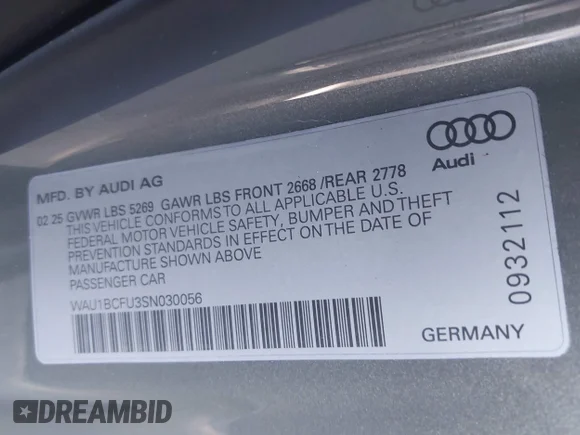 ✅ 2025 AUDI ALL-NEW A5 PREMIUM TFSI QUATTRO S TRONIC • VIN: WAU1BCFU3SN030056 • Lot: 43790496. Wystawiony na IAAI z przebiegiem Nie podano. Bezpłatny archiwum sprzedaży aukcyjnych z USA i szczegółowy raport historii pojazdu na DreamBid. Zdjęcie 9.