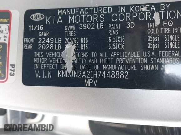 ✅ 2017 Kia Soul • VIN: KNDJN2A21H7448882 • Lot: 41956853. Wystawiony na IAAI z przebiegiem 60 767 mil. Bezpłatny archiwum sprzedaży aukcyjnych z USA i szczegółowy raport historii pojazdu na DreamBid. Zdjęcie 9.