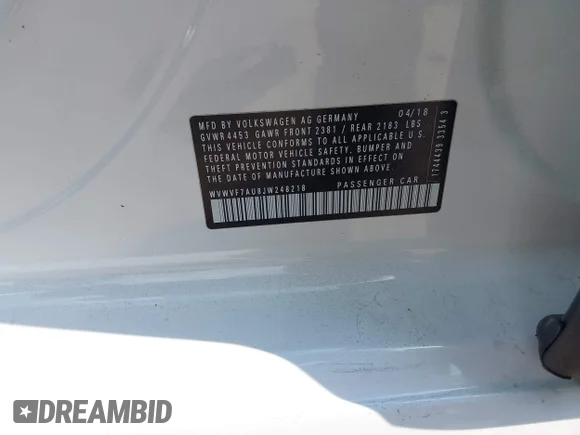 ✅ 2018 Volkswagen Golf R • VIN: WVWVF7AU8JW248218 • Лот: 43063297. Опубліковано раніше на IAAI з пробігом Не вказано. Безкоштовний доступ до архіву аукціонних продажів зі США та докладний звіт про історію автомобіля на DreamBid. Зображення 9.