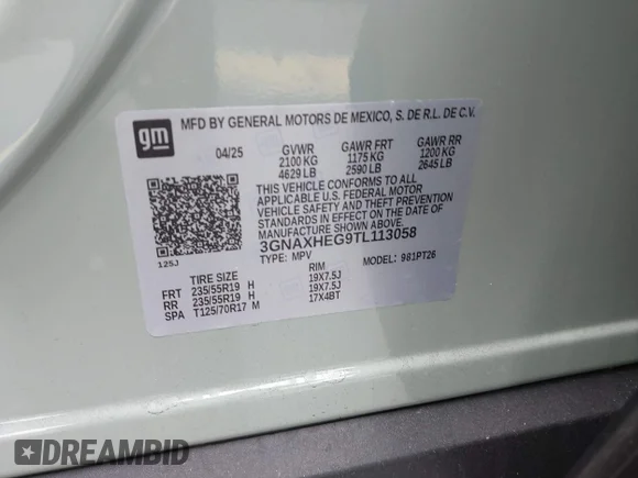 ✅ 2026 Chevrolet Equinox FWD LT • VIN: 3GNAXHEG9TL113058 • Lot: 44327271. Wystawiony na IAAI z przebiegiem 9 292 mil. Bezpłatny archiwum sprzedaży aukcyjnych z USA i szczegółowy raport historii pojazdu na DreamBid. Zdjęcie 9.