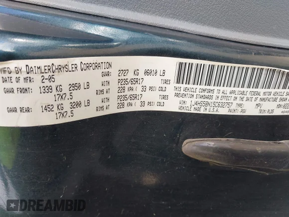 ✅ 2005 Jeep Grand Cherokee Limited • VIN: 1J4HS58N15C632757 • Lot: 45232271. Wystawiony na IAAI z przebiegiem 112 208 mil. Bezpłatny archiwum sprzedaży aukcyjnych z USA i szczegółowy raport historii pojazdu na DreamBid. Zdjęcie 9.