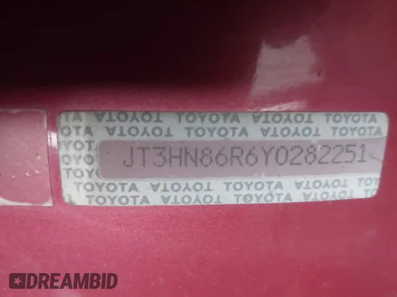 ✅ 2000 Toyota 4Runner SR5 • VIN: JT3HN86R6Y0282251 • Лот: 44576461. Опубликован ранее на IAAI с пробегом 247 556 миль. Бесплатный доступ к архиву аукционных продаж из США и подробный отчёт об истории автомобиля на DreamBid. Изображение 9.