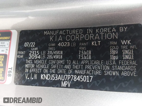 ✅ 2023 Kia Soul GT-Line • VIN: KNDJ53AU7P7845017 • Лот: 45160103. Опубликован ранее на IAAI с пробегом 54 281 миль. Бесплатный доступ к архиву аукционных продаж из США и подробный отчёт об истории автомобиля на DreamBid. Изображение 9.