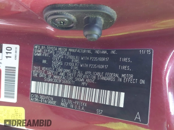 ✅ 2015 Toyota Sienna LE • VIN: 5TDKK3DC9FS680611 • Lot: 44263881. Wystawiony na IAAI z przebiegiem 170 758 mil. Bezpłatny archiwum sprzedaży aukcyjnych z USA i szczegółowy raport historii pojazdu na DreamBid. Zdjęcie 9.