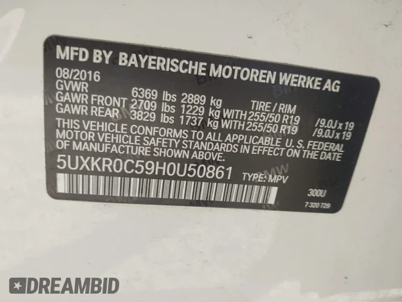✅ 2017 BMW X5 xDrive35i • VIN: 5UXKR0C59H0U50861 • Lot: 44345672. Listed on IAAI with 175,806 mi. Free auction sales archive from the USA and detailed vehicle history report at DreamBid. Image 9.