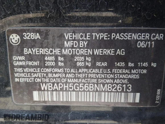 ✅ 2011 BMW 3 Series 328i • VIN: WBAPH5G56BNM82613 • Лот: 45508902. Опубліковано раніше на IAAI з пробігом 130 917 миль. Безкоштовний доступ до архіву аукціонних продажів зі США та докладний звіт про історію автомобіля на DreamBid. Зображення 9.