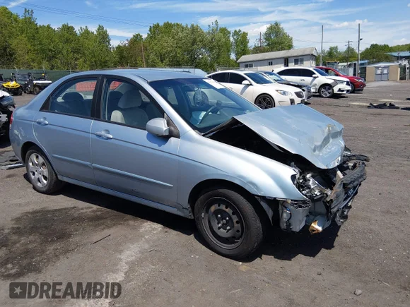 ✅ 2008 Kia Spectra EX • VIN: KNAFE122385558159 • Lot: 45173579. Listed on IAAI with 145,724 mi. Free auction sales archive from the USA and detailed vehicle history report at DreamBid. Image 1.