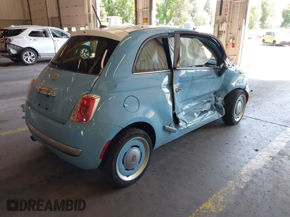 ✅ 2015 FIAT 500 1957 Edition • VIN: 3C3CFFCR6FT562249 • Lot: 42849535. Wystawiony na IAAI z przebiegiem 96 134 mil. Bezpłatny archiwum sprzedaży aukcyjnych z USA i szczegółowy raport historii pojazdu na DreamBid. Zdjęcie 4.