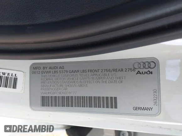 ✅ 2013 Audi A6 Prestige • VIN: WAUHGBFC9DN019177 • Лот: 42225153. Опубліковано раніше на IAAI з пробігом 89 064 миль. Безкоштовний доступ до архіву аукціонних продажів зі США та докладний звіт про історію автомобіля на DreamBid. Зображення 9.