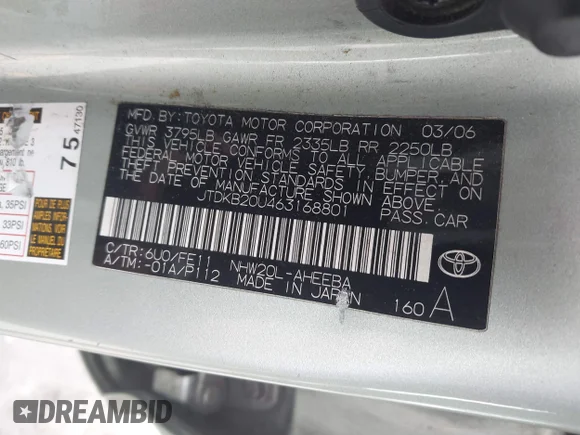 ✅ 2006 Toyota Prius • VIN: JTDKB20U463168801 • Lot: 44351962. Wystawiony na IAAI z przebiegiem 194 186 mil. Bezpłatny archiwum sprzedaży aukcyjnych z USA i szczegółowy raport historii pojazdu na DreamBid. Zdjęcie 9.
