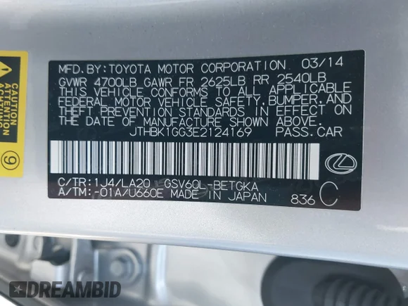 ✅ 2014 Lexus ES 330 • VIN: JTHBK1GG3E2124169 • Лот: 45412863. Опубликован ранее на IAAI с пробегом 99 019 миль. Бесплатный доступ к архиву аукционных продаж из США и подробный отчёт об истории автомобиля на DreamBid. Изображение 9.