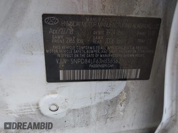 ✅ 2018 Hyundai Elantra SEL • VIN: 5NPD84LF6JH356362 • Lot: 44479016. Wystawiony na IAAI z przebiegiem 128 936 mil. Bezpłatny archiwum sprzedaży aukcyjnych z USA i szczegółowy raport historii pojazdu na DreamBid. Zdjęcie 9.