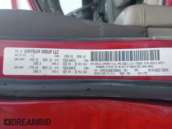 ✅ 2011 Dodge Durango Crew Plus • VIN: 1D4RE4GG8BC599642 • Лот: 44732950. Опубликован ранее на IAAI с пробегом 211 935 миль. Бесплатный доступ к архиву аукционных продаж из США и подробный отчёт об истории автомобиля на DreamBid. Изображение 9.
