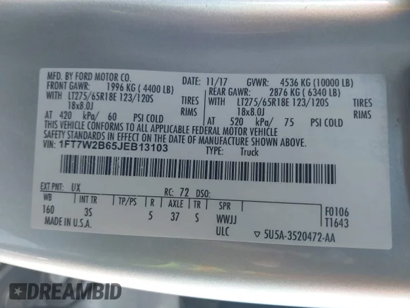 ✅ 2018 Ford F-250 XLT • VIN: 1FT7W2B65JEB13103 • Лот: 43936051. Опубліковано раніше на IAAI з пробігом 182 779 миль. Безкоштовний доступ до архіву аукціонних продажів зі США та докладний звіт про історію автомобіля на DreamBid. Зображення 9.