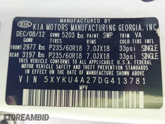 ✅ 2013 Kia Sorento EX • VIN: 5XYKU4A27DG413781 • Lot: 44225017. Wystawiony na IAAI z przebiegiem 142 947 mil. Bezpłatny archiwum sprzedaży aukcyjnych z USA i szczegółowy raport historii pojazdu na DreamBid. Zdjęcie 9.