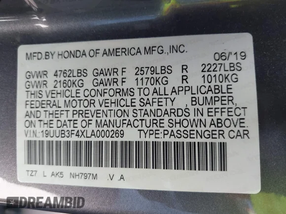 ✅ 2020 Acura TLX Technology • VIN: 19UUB3F4XLA000269 • Lot: 42151103. Wystawiony na IAAI z przebiegiem 60 533 mil. Bezpłatny archiwum sprzedaży aukcyjnych z USA i szczegółowy raport historii pojazdu na DreamBid. Zdjęcie 9.