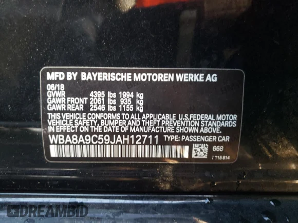✅ 2018 BMW 3 Series 320i • VIN: WBA8A9C59JAH12711 • Lot: 72891512. Wystawiony na Copart z przebiegiem 95 212 mil. Bezpłatny archiwum sprzedaży aukcyjnych z USA i szczegółowy raport historii pojazdu na DreamBid. Zdjęcie 14.