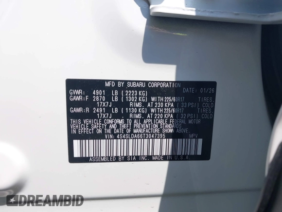 ✅ 2026 Subaru Forester • VIN: 4S4SLDA66T3047395 • Lot: 44719857. Wystawiony na IAAI z przebiegiem 22 mil. Bezpłatny archiwum sprzedaży aukcyjnych z USA i szczegółowy raport historii pojazdu na DreamBid. Zdjęcie 9.