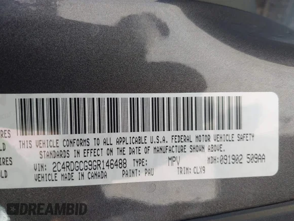 ✅ 2016 Dodge Grand Caravan SXT • VIN: 2C4RDGCG9GR146488 • Lot: 45519888. Wystawiony na IAAI z przebiegiem 114 451 mil. Bezpłatny archiwum sprzedaży aukcyjnych z USA i szczegółowy raport historii pojazdu na DreamBid. Zdjęcie 9.