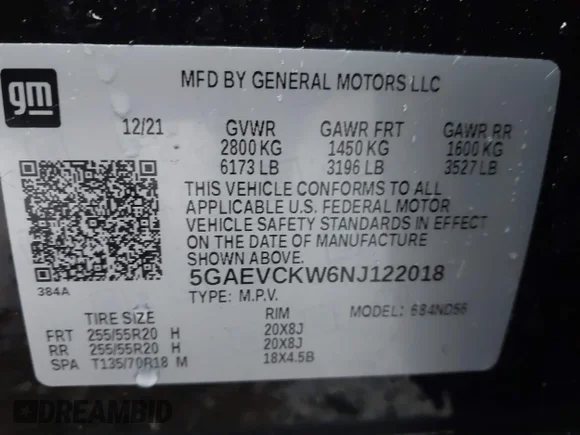 ✅ 2022 Buick Enclave Avenir • VIN: 5GAEVCKW6NJ122018 • Лот: 44427179. Опубліковано раніше на IAAI з пробігом 62 190 миль. Безкоштовний доступ до архіву аукціонних продажів зі США та докладний звіт про історію автомобіля на DreamBid. Зображення 9.